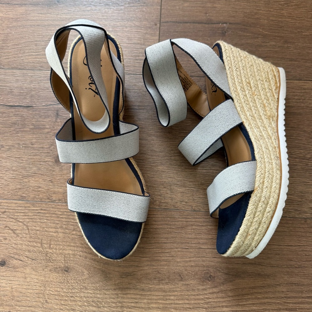 Espadrille Blue‎ white Wedge Sandals